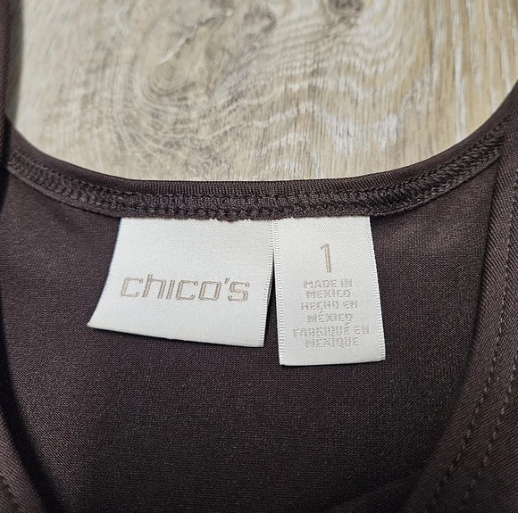 Chico's Brown Tank Top Sleeveless Blouse Stretch Women's Medium 1 - Picture 3 of 6